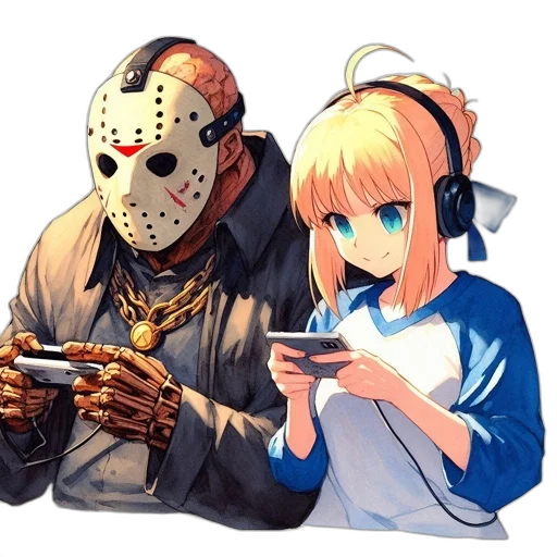 mask, face, concept art, pixel art, anime, comic book art, fire, two transparent PNG cut-out