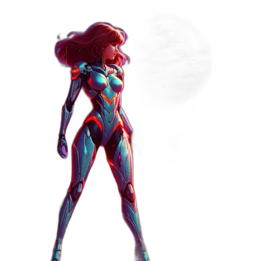 robot, dress, concept art, comic book art, pixel art, fantasy art, outer space, neon lights transparent PNG cut-out