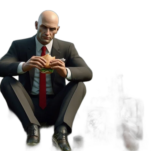 jacket, concept art, 3d render, cyberpunk, photorealistic, man, suit, sits transparent PNG cut-out