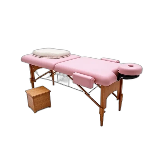 furniture, staff, 3d render, pink, massage, table, white, towel transparent PNG cut-out
