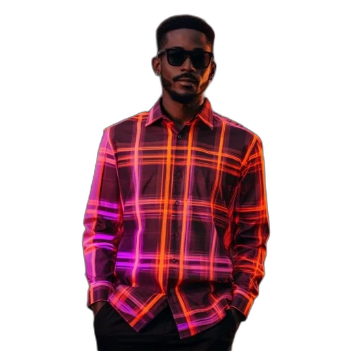 jacket, pixel art, 3d render, dark, red, neon, colorful, man transparent PNG cut-out