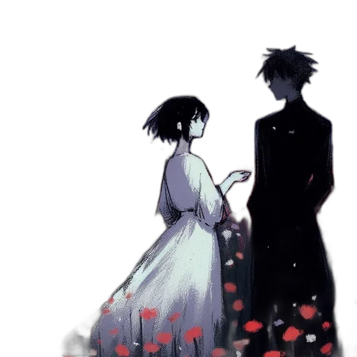 dress, flower, umbrella, concept art, anime, watercolor, pixel art, night transparent PNG cut-out