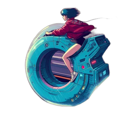 robot, car, weapon, jacket, concept art, cyberpunk, vaporwave, anime transparent PNG cut-out