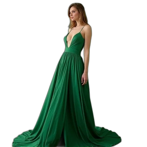 dress, green, earth tones, color, georgette, party, wear, designer transparent PNG cut-out