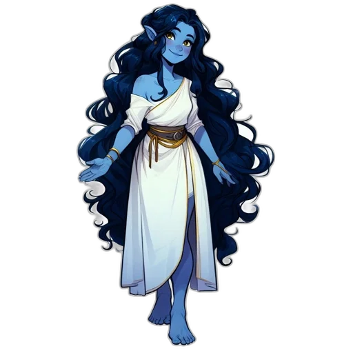 dress, staff, concept art, fantasy art, pixel art, comic book art, blue, ethereal transparent PNG cut-out
