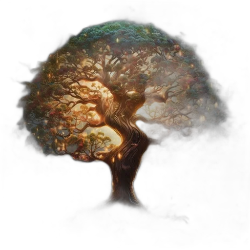 tree, crown, face, hair, concept art, photorealistic, fantasy art, 3d render transparent PNG cut-out