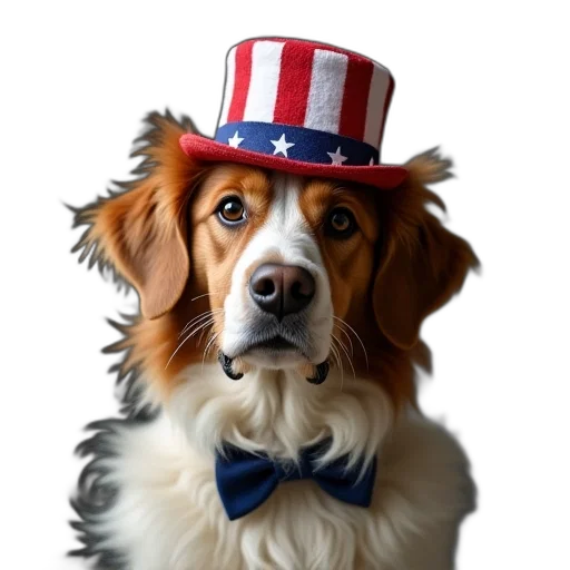 animal, hat, staff, photorealistic, cartoon, oil painting, dog, wearing transparent PNG cut-out