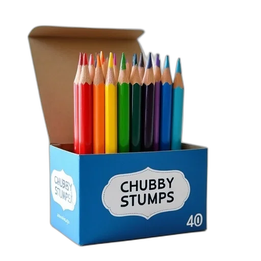 furniture, box, chubby, stumps, colored, pencils, open, displaying transparent PNG cut-out