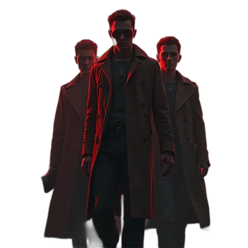 jacket, staff, mask, concept art, cyberpunk, pixel art, comic book art, fog transparent PNG cut-out