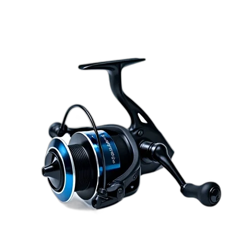weapon, black, blue, fishing, reel, handle, displayed, against transparent PNG cut-out