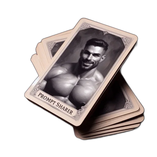 photorealistic, array, vintage, playing, cards, featuring, image, muscular transparent PNG cut-out