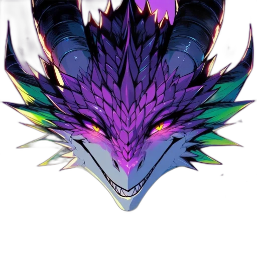 dragon, crown, mask, creature, fantasy art, pixel art, vaporwave, concept art transparent PNG cut-out