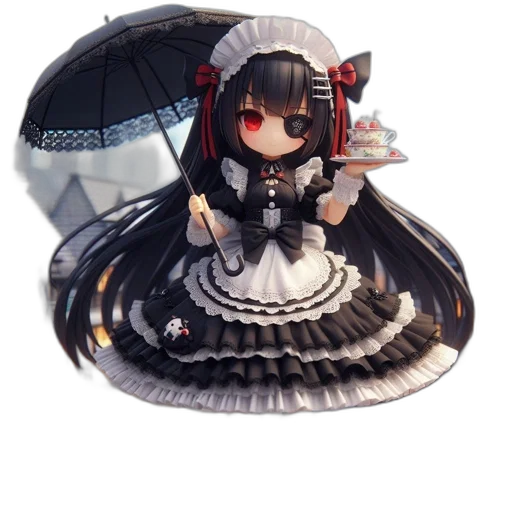 umbrella, hat, dress, crown, 3d render, pixel art, concept art, fantasy art transparent PNG cut-out