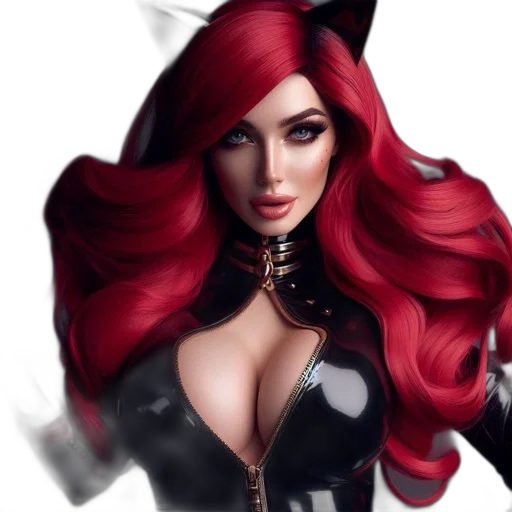 fantasy art, comic book art, photorealistic, concept art, red, dark, woman, vibrant transparent PNG cut-out