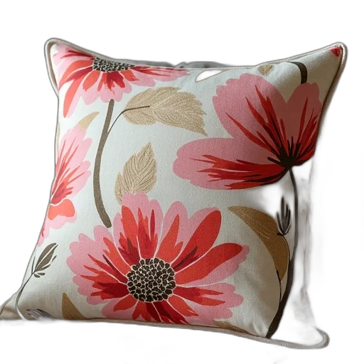 flower, furniture, photorealistic, red, pillow, company, bloom, decorative transparent PNG cut-out