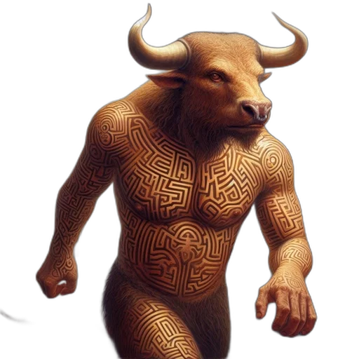 animal, creature, concept art, fantasy art, 3d render, photorealistic, anthropomorphic, bull transparent PNG cut-out