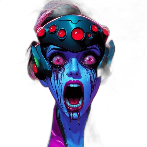 mask, face, creature, cyberpunk, concept art, comic book art, fantasy art, neon transparent PNG cut-out
