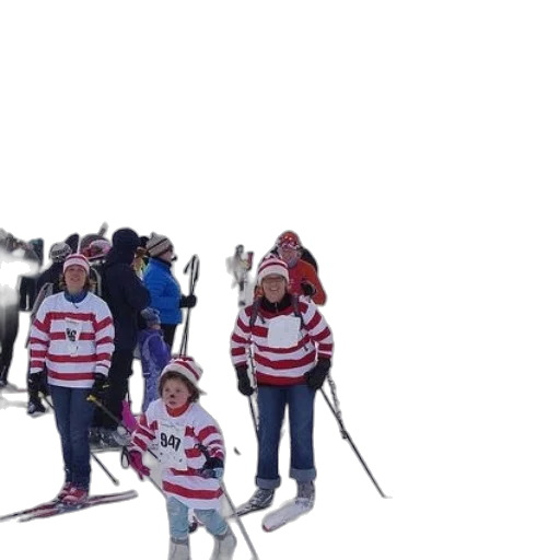 snow, group, people, skiing, one, child, wearing, red transparent PNG cut-out