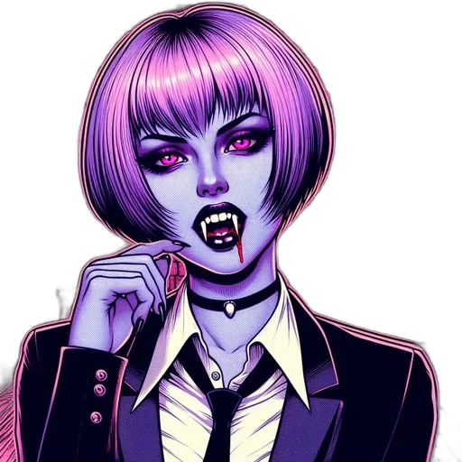 face, staff, comic book art, cyberpunk, anime, concept art, neon lights, dark transparent PNG cut-out