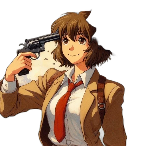 weapon, jacket, staff, animal, anime, pixel art, concept art, vaporwave transparent PNG cut-out