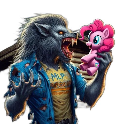 creature, jacket, concept art, comic book art, fantasy art, werewolf, donning, torn transparent PNG cut-out