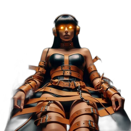 robot, dress, mask, face, concept art, 3d render, cyberpunk, comic book art transparent PNG cut-out