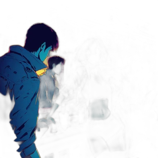jacket, mask, concept art, comic book art, anime, watercolor, outer space, fog transparent PNG cut-out