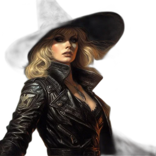 hat, jacket, concept art, fantasy art, photorealistic, comic book art, dark, image transparent PNG cut-out
