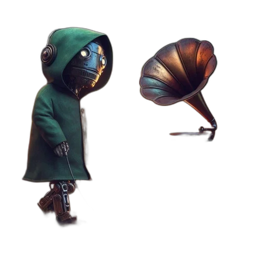 umbrella, jacket, mask, creature, concept art, fantasy art, pixel art, 3d render transparent PNG cut-out