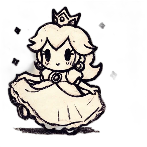 crown, dress, weapon, pixel art, concept art, watercolor, cartoon, monochrome transparent PNG cut-out