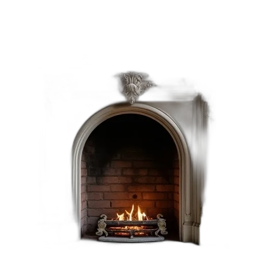furniture, crown, hat, photorealistic, 3d render, fire, open, fireplace transparent PNG cut-out