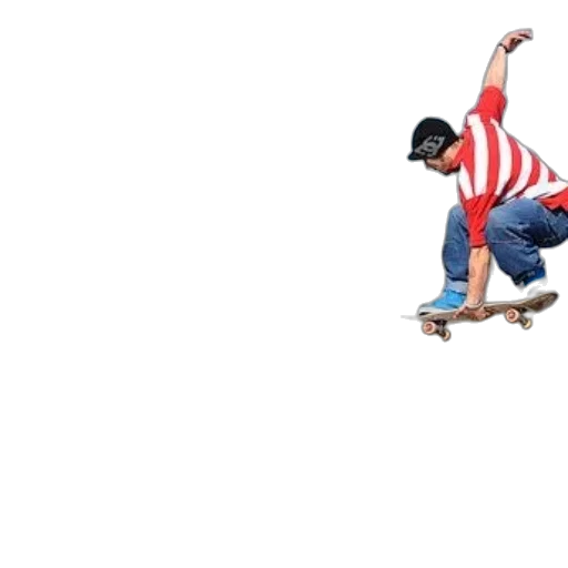 skateboarder, red, white, striped transparent PNG cut-out