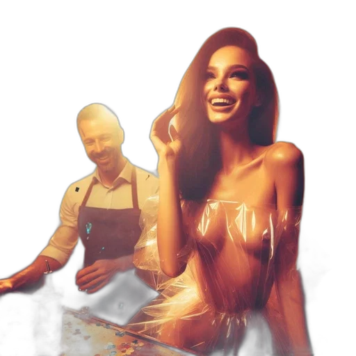 photorealistic, concept art, joyful, gathering, depicted, featuring, laughing, woman transparent PNG cut-out