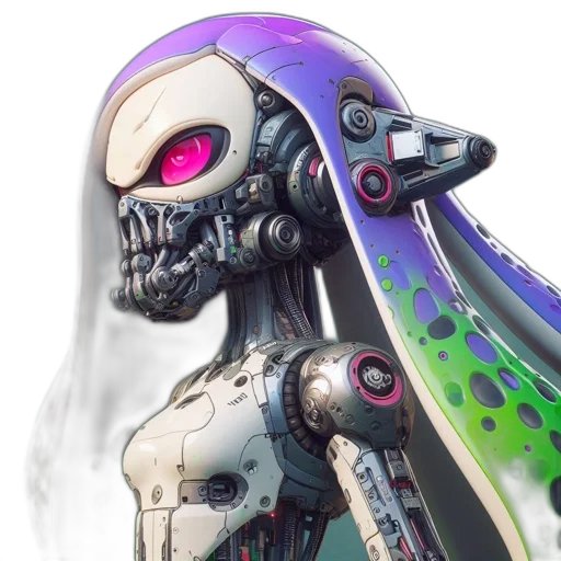 robot, mask, concept art, cyberpunk, 3d render, fantasy art, pastel, illustration transparent PNG cut-out