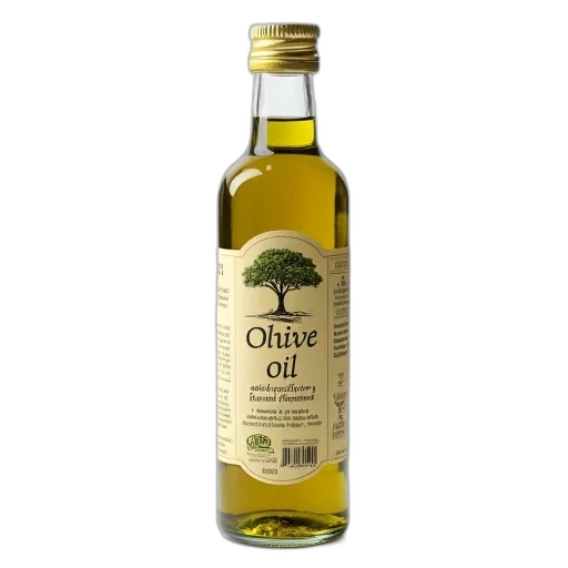 bottle, olive, oil, label, featuring, tree, illustration, word transparent PNG cut-out