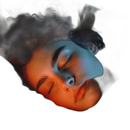 face, mask, crown, hair, photorealistic, vaporwave, 3d render, concept art transparent PNG cut-out