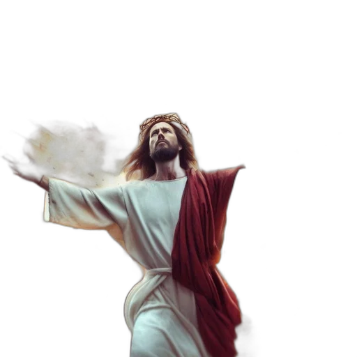 concept art, photorealistic, fantasy art, 3d render, fog, iconic, religious, figure transparent PNG cut-out