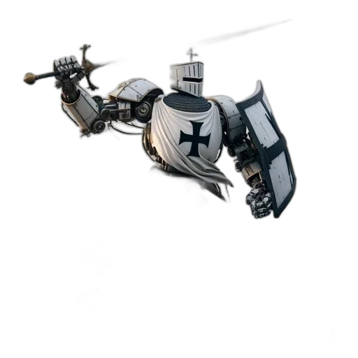 robot, weapon, concept art, 3d render, fantasy art, mechanized, knight, armed transparent PNG cut-out