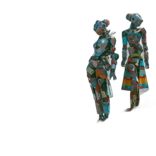 robot, 3d render, concept art, cyberpunk, vaporwave, outer space, underwater, blue transparent PNG cut-out