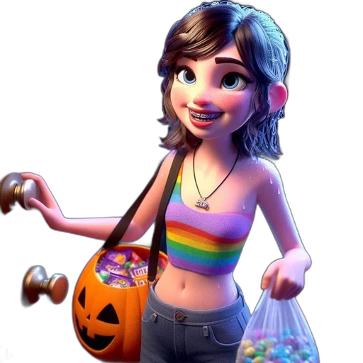 dress, jewelry, staff, concept art, 3d render, cartoon, fantasy art, neon transparent PNG cut-out