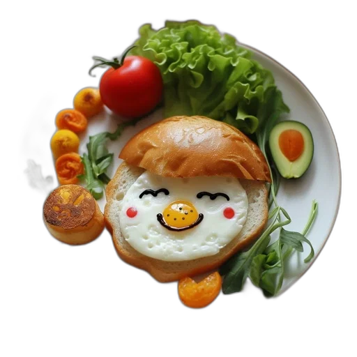 food, face, photorealistic, 3d render, pixel art, oil painting, plate, artistically transparent PNG cut-out