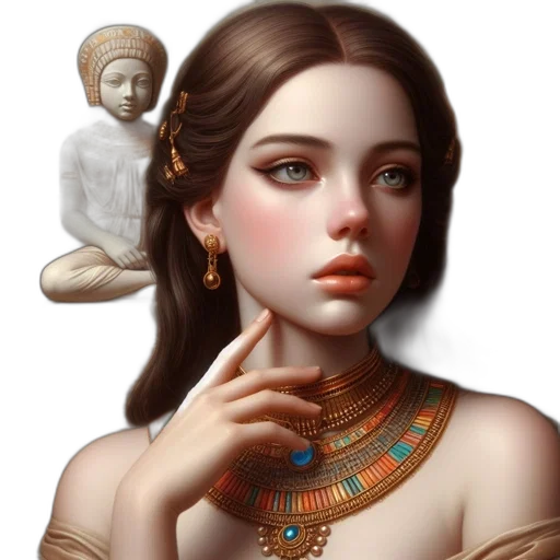 jewelry, crown, face, fantasy art, photorealistic, oil painting, concept art, golden transparent PNG cut-out