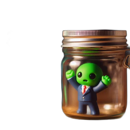 bottle, food, creature, 3d render, concept art, pixel art, photorealistic, green transparent PNG cut-out