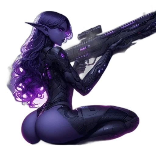 weapon, concept art, cyberpunk, fantasy art, comic book art, futuristic, cityscape, elfin transparent PNG cut-out