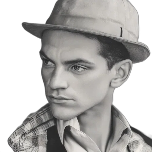 hat, face, jacket, photorealistic, pencil sketch, cartoon, oil painting, close-up transparent PNG cut-out