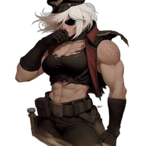 mask, hat, weapon, staff, concept art, cyberpunk, fantasy art, comic book art transparent PNG cut-out