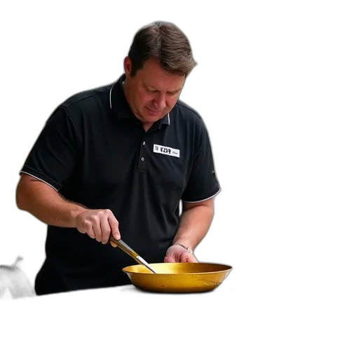 food, staff, weapon, man, black, shirt, holding, gold-colored transparent PNG cut-out