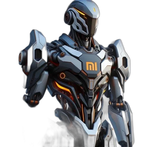 robot, concept art, 3d render, photorealistic, fantasy art, gray, orange, highlights transparent PNG cut-out