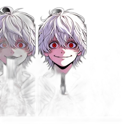 mask, face, creature, hair, anime, concept art, cartoon, pixel art transparent PNG cut-out