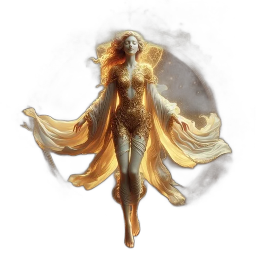 dress, jewelry, fantasy art, concept art, 3d render, pixel art, golden, celestial transparent PNG cut-out